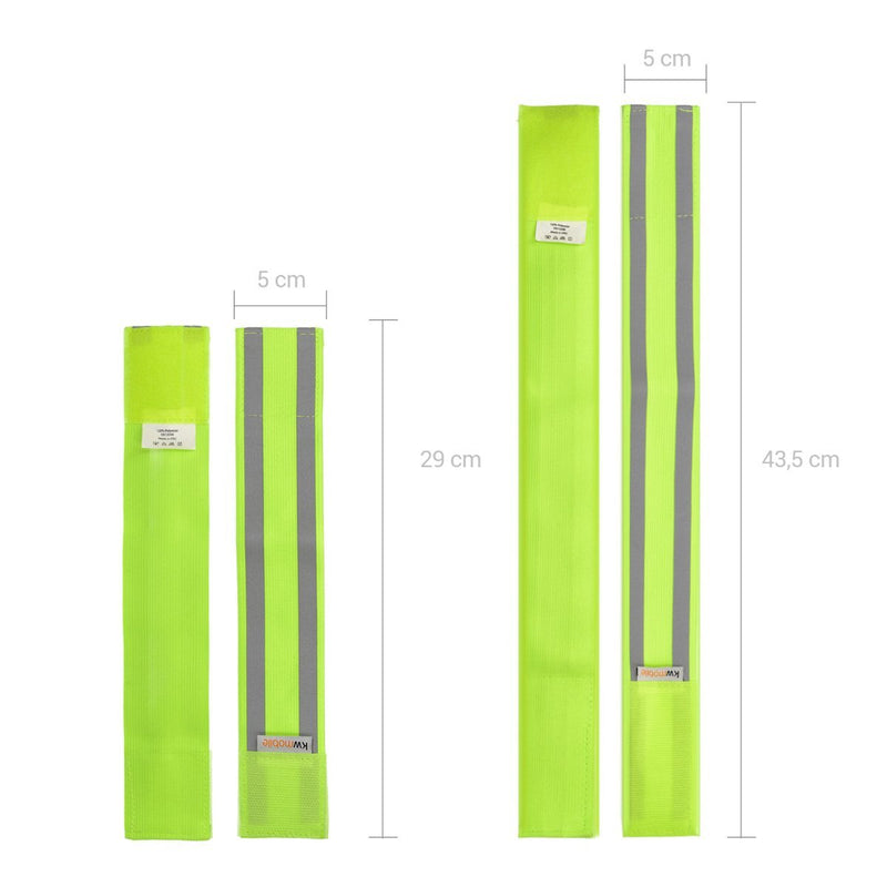 kwmobile 6X Reflective Armbands - High Visibility Outdoor Safety Bands for Jogging Cycling Walking - Neon Reflector Strap for Arm Leg Ankle Wrist yellow