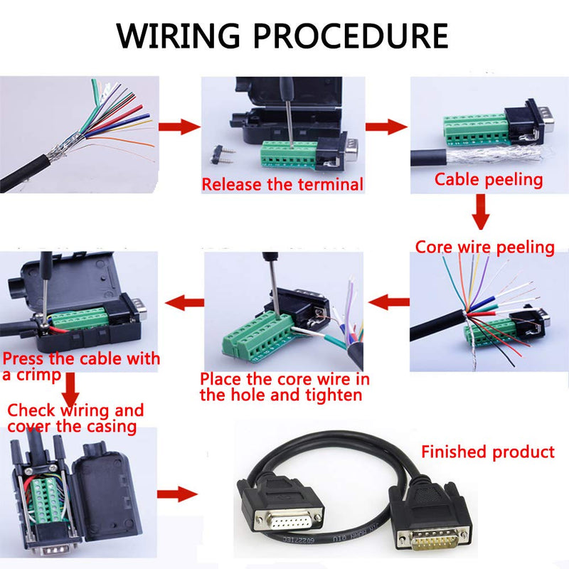 ANMBEST DB15 Solderless Serial to 15-pin Port Terminal Female Adapter Connector Breakout Board with Case Long Bolts Nuts (Female)