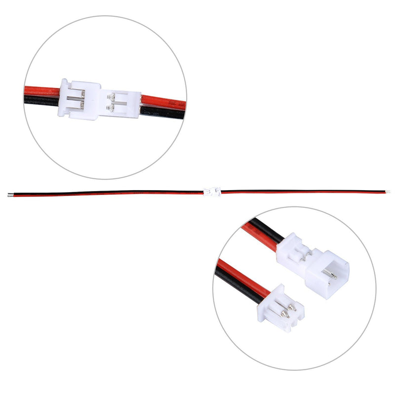 eBoot 20 Pairs 1.25 mm JST 2 Pin Micro Electrical Male and Female Connector Plug with 10 cm Wire Cable