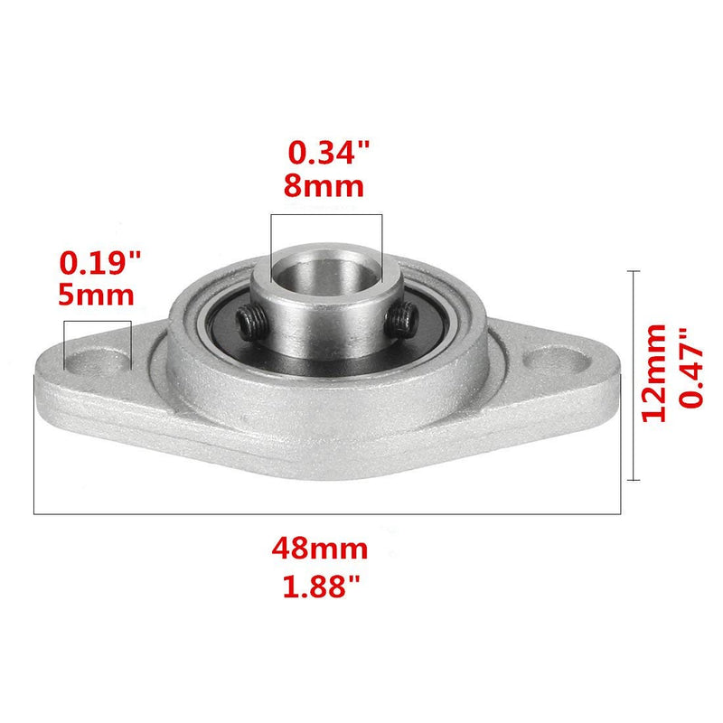 S SYDIEN 4Pcs 8mm/0.31" ID Silver Zinc Alloy Pillow Block Flange Bearing Self-Alignment KFL08