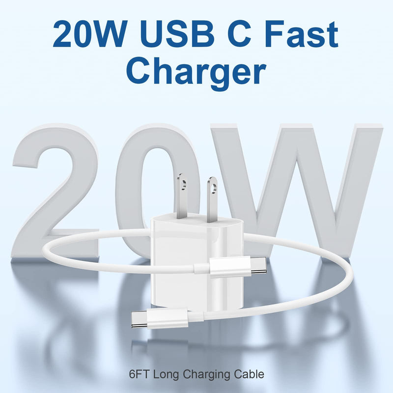 20W iPad Pro Fast Charger and 10ft USB C to C Charging Cable Cord Long for 2022/2021/2020/2018 iPad Pro 12.9/11/10.9 inch 5/4/3/2/1th Generation,iPad Air 5/4th,iPad Mini 6 Gen,iPad Wall Charger Block 2Pack 20W ipad charger with cable 10ft