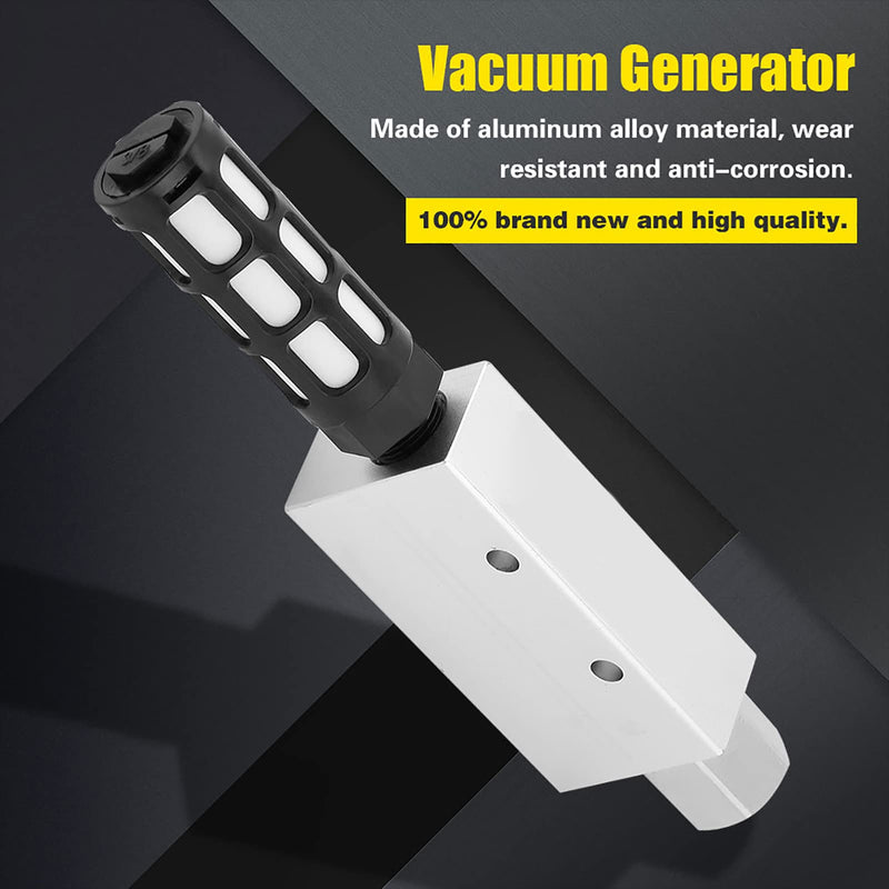 Vacuum Ejector, Vacuum Generator Valve, Compact Aluminum Alloy Ejector with Silencer, Pneumatic Suction Cup, 1/4" Pneumatic Connector Valve Accessories for DIY Pneumatic Mechanical