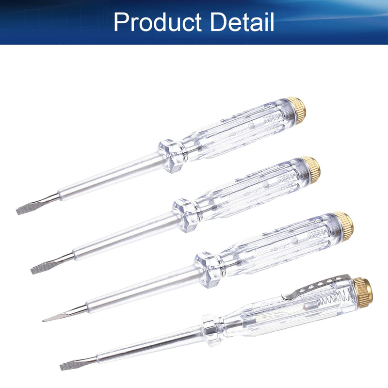 Bettomshin 5Pcs Tester Screwdriver, Voltage Tester Light Circuit Tester Electric Test Pen Screwdriver AC100-500V Clear