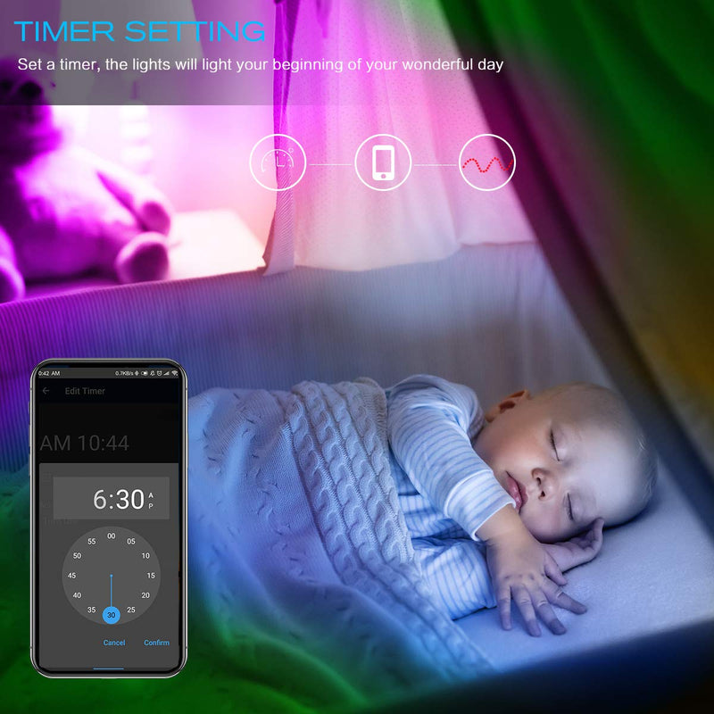 DAYBETTER 16.4ft 5m Led Strip Lights, Flexible Color Changing 5050 RGB 150 LEDs Light Strips Kit Work with App 16.4 feet