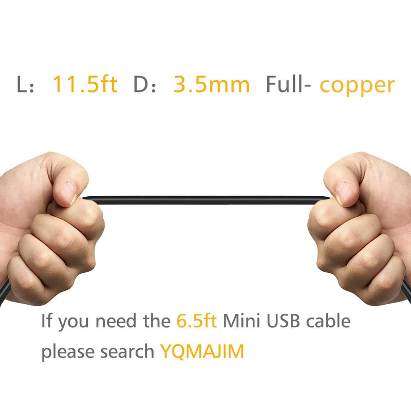 Charging Power Cable for Dash Cam, (11.5 Ft) USB 2.0 to Mini USB Car Vehicle Power Charger Adapter Cord for Garmin Nuvi GPSã€Rearview Mirror Camã€Backup Camera 11.5 Ft