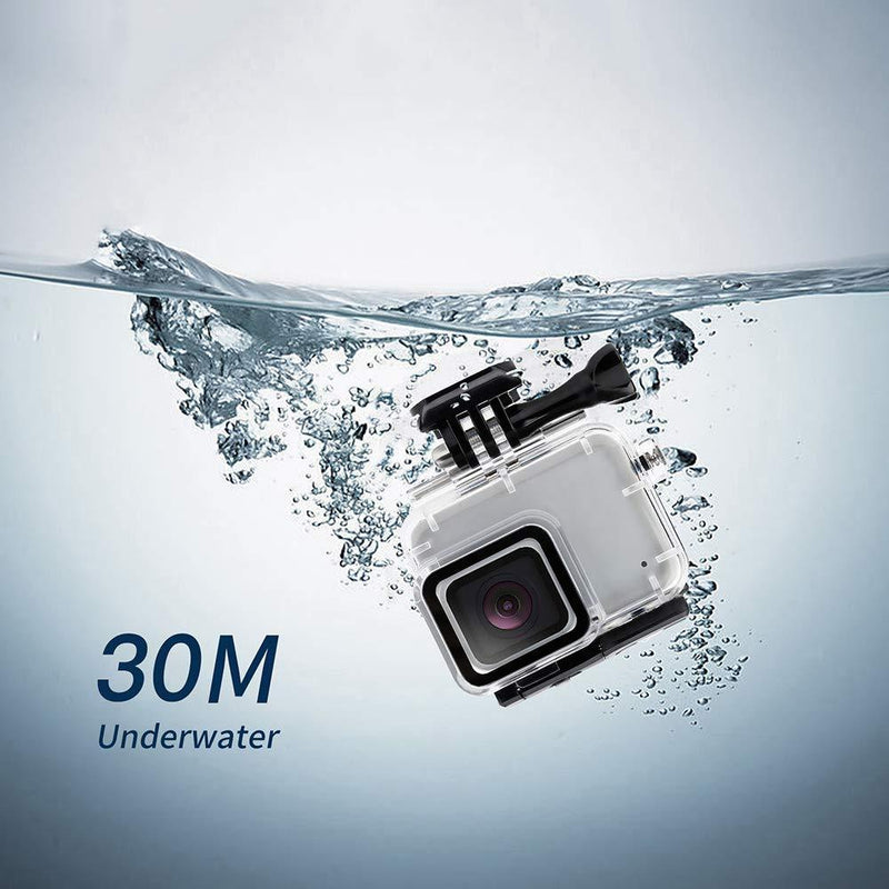 FitStill Waterproof Housing Case for GoPro Hero 7 White & Silver, Protective 45m Underwater Dive Case Shell with Bracket Accessories for Go Pro Hero7 Action Camera 【Double LOCK】 Hero 7 White/Silver Dive Case
