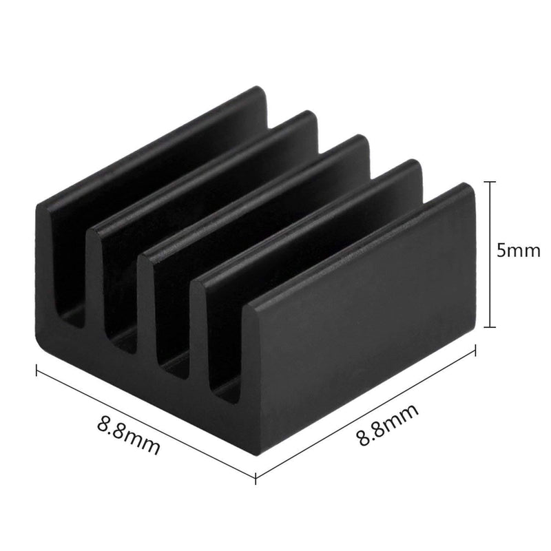Easycargo 20pcs Small Mini Heatsink Kit + Thermal Conductive Adhesive Tape, Mini Cooler Aluminum Heat Sink for Cooling VRM GPU Stepper Driver MOSFET VRam Regulators (8.8mmx8.8mmx5mm)