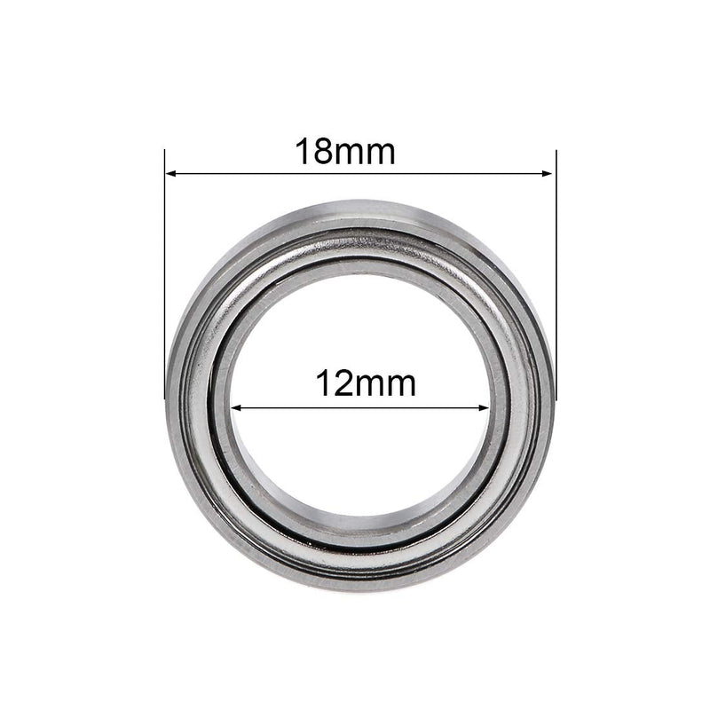 uxcell 6701ZZ Deep Groove Ball Bearings Z2 12mm x 18mm x 4mm Double Shielded Chrome Steel 10pcs