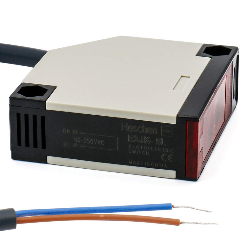 Heschen Photoelectric Sensor Switch E3JK-5DM1-5L AC 90-250V Bijection Type Detection Distance 5 Meter