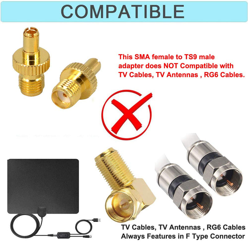 onelinkmore RF Coax 4G LTE Antenna Adapter SMA Female to TS9 Male Straight Connector for 4G LTE Antenna Hsdpa 2G 3G Antenna UMTS Mobile Broadband Pack of 2