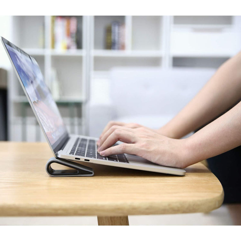 MoKo Universal Laptop/Notebook Stands, [4 Pack] Anti-Slip Durable Silicone Elevation Stand Lightweight Stable Kickstand, Ultra Compact & Portable Risers for Laptop, Tablet, Keyboard - Gray Black