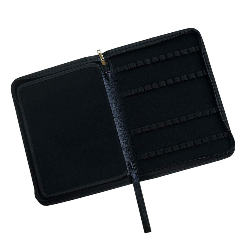 Large Capacity Fountain Pen Case PU Leather Black Color 48 Slots pen pouch bag