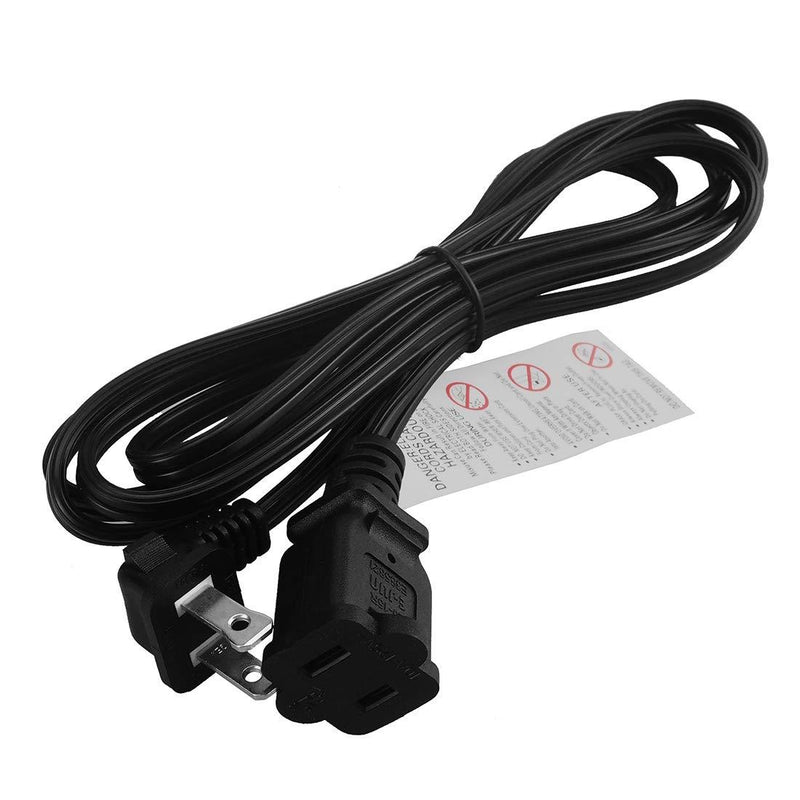 6FT(1.8M) Right Angled Polarized US 2-Prong Male-Female Extension Power Cord Cable, 2 Outlet Extension Cable Cord US AC 2-Prong Male/Female Power cable10A/125V,Nema 1-15P to 1-15R Cable Polarity 6-Feet