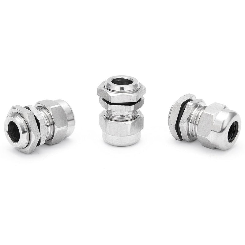 uxcell Cable Gland PG9 Stainless Steel Waterproof Cable Glands Joints Adjustable Connector for 4mm-8mm Dia Cable, Pack of 3