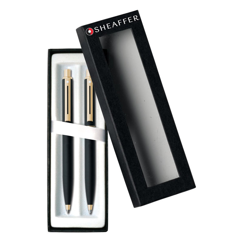 Sheaffer Sentinel Ballpoint Mechanical Pencil Set Matt Black - Gold Trim