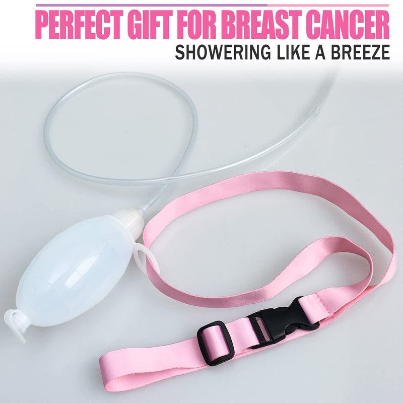 Mastectomy Drainage Holder with Shower Lanyard, Quick Dry Pockets Adjustable for Post Surgery JP Drains Management, Diep Reconstruction/explant Surgery/Tummy Tuck, Pink Dwaist+showerlanyard