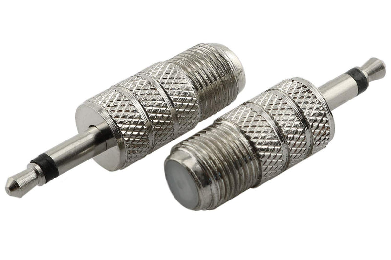 RuiLing 2-Pack 3.5mm (1/8inch) Male Plug to F Type Female Jack Connector Mono Audio Coaxial Converter Adapter