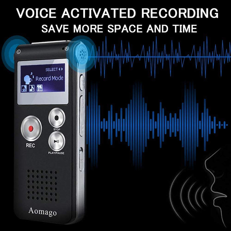 Digital Voice Recorder Voice Activated Recorder for Lectures, Meetings, Interviews Aomago 8GB Audio Recorder Mini Portable Tape Dictaphone with Playback, USB, MP3