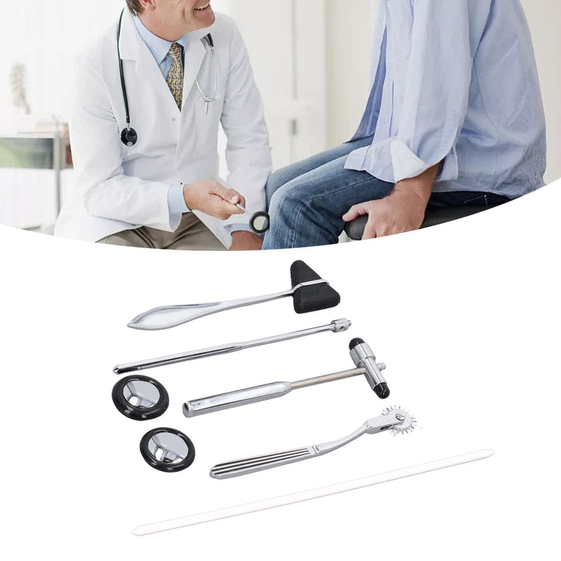 Neurological Reflex Hammer 5-Piece Neurological Hammer Set Made of Stainless Steel, Multifunctional Portable Reflex Hammer for Examining the Nervous System