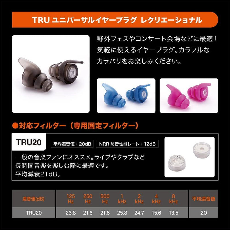 Westone TRU Universal WR20 Reusable Hearing Protection Filter Ear Tips - 20 dB Advanced Filter Technology (Smoke) Smoke Standard Packaging