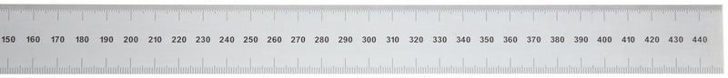 Mitutoyo 182-151, Steel Rule, 450mm (1mm, 0.5mm), 3/64" Thick X 30mm Wide, Satin Chrome Finish Tempered Stainless Steel
