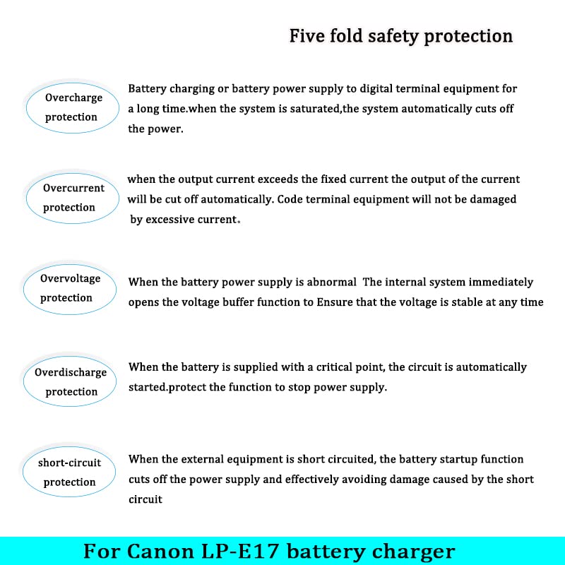 Camulti LC-E17 Battery Charger Fast Charging for LP-E17 Battery for Canon M5 M6 T6i T6s T7i 77D 800D 750D