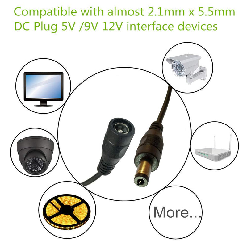 DZYDZR 3pcs 5.5mm x 2.1mm Y Splitter Cable 1 Female to 3 Male Splitter 3 Way DC Power Cable for LED Strip - CCTV Camera - Car - Monitors
