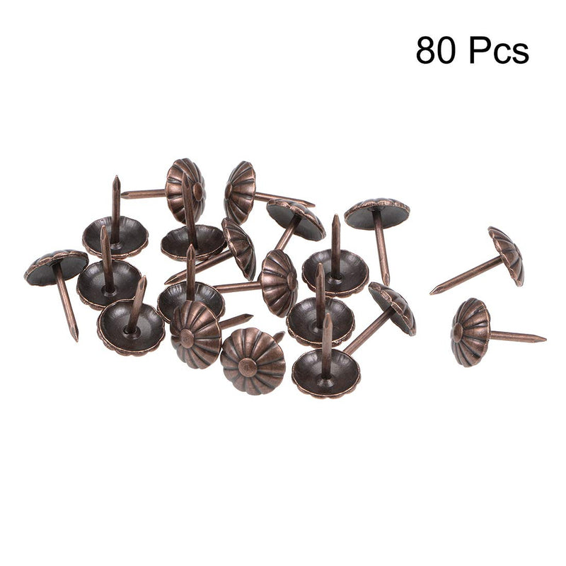 uxcell Upholstery Nails Tacks 11mm Dia Round Head Antique Push Pins Copper Tone for Furniture Sofa Headboards, 80 Pcs