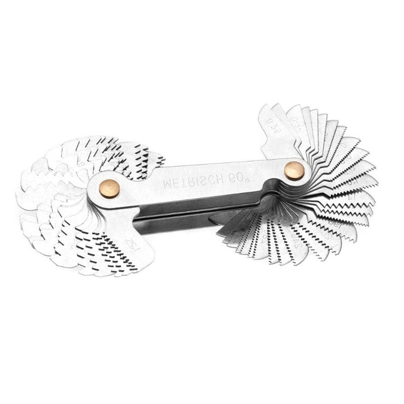 2 Pack Thread Pitch Gauge Screw Pitch Cutting Gauge Caliper Gages Measuring Tool, 51 Pcs America SAE Type and 58 Pcs Metric&America SAE Type&British Whitworth