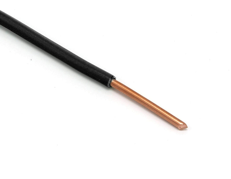 Black THHN Wire - 14 AWG - 10 Feet - Solid Copper Grounding Wire, Proudly Made in America - Ground Protection Satellite Dish Off-Air TV Signal - UV Jacketed Antenna Electrical Shock 10 Feet (3 Meter) Black