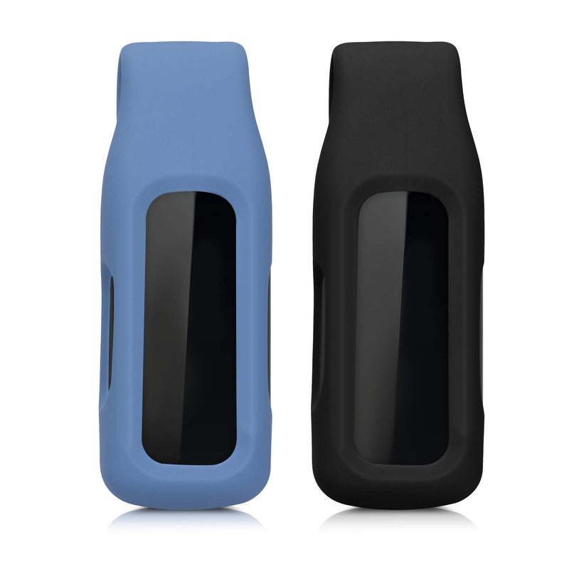 kwmobile 2X Clip Holders Compatible with Fitbit Inspire 2 / Ace 3 - Clip-On Holder Replacement Set - Black/Slate Grey black / slate grey