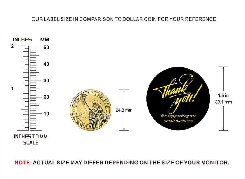 Padike 1.5" Thank You for Supporting My Small Business Stickers, 4 Designs, Highly Recommended for Small Business Owners and Online Sellers, 500 Labels Per Roll (Black & Gold, 1.5inch) Black & Gold