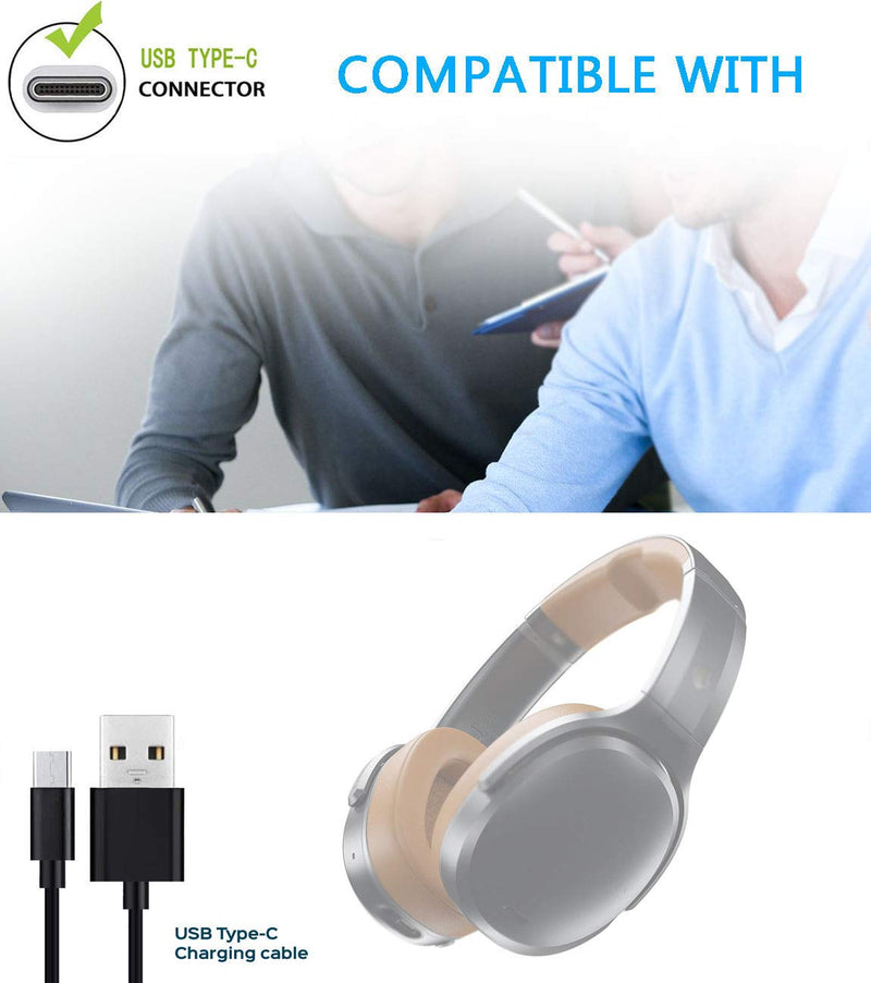 TODOO Replacement USB C Power Charging Cord Cable for Skullcandy Crusher ANC, Crusher Evo, Collina Strada Crusher Evo, Hesh ANC, Hesh Evo Wireless Headphone black