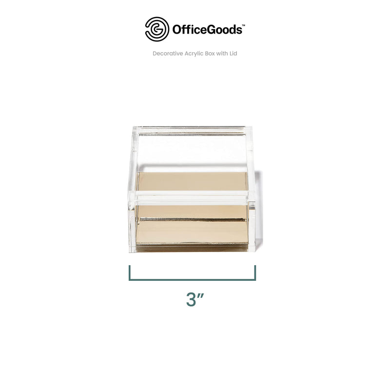 Decorative Acrylic Box with Lid - Square Stackable Multi-Purpose Clear/Gold Box for Office or Home - Display in Any Room - (Small) Small Gold