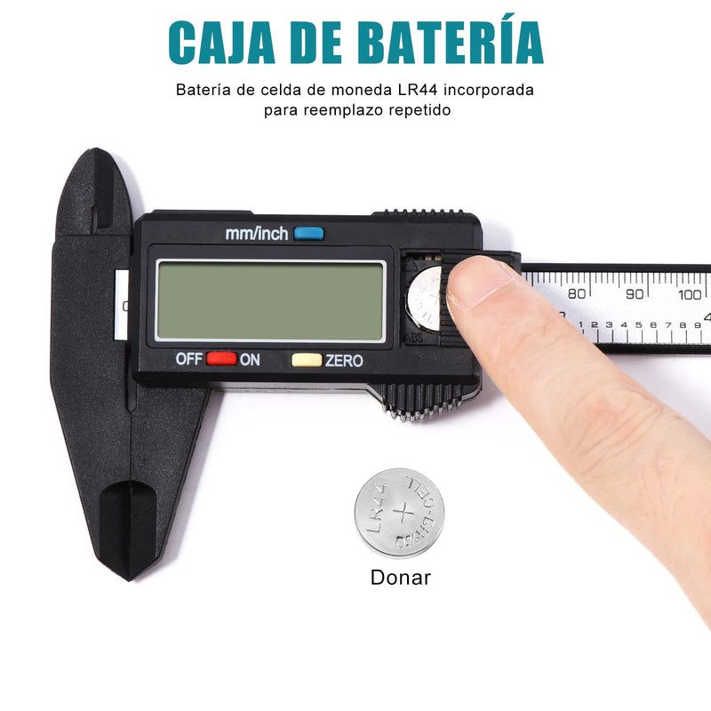 Vinabo digital caliper caliper, 150 mm / 6 inch classic digital caliper with large LCD display for outdoor, indoor and depth measurement, digital caliper, electronic measuring tool