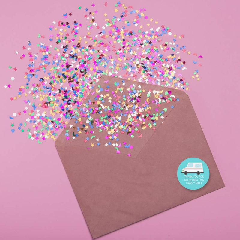 Happy Mail Themed Thank You Postal Worker Appreciation Sticker Labels for Small Businesses, 60 1.5" Circle Stickers by AmandaCreation, Great for Envelopes, Postcards, Direct Mail, More!