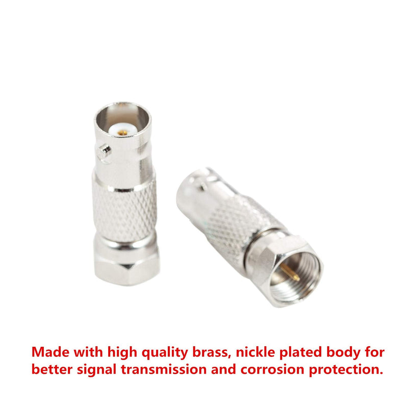 BNC to F Type Adapter, 2-Pack RFAdapter F Male to BNC Female Adapter Coax Connector for RF Radio Antenna and Video Applications