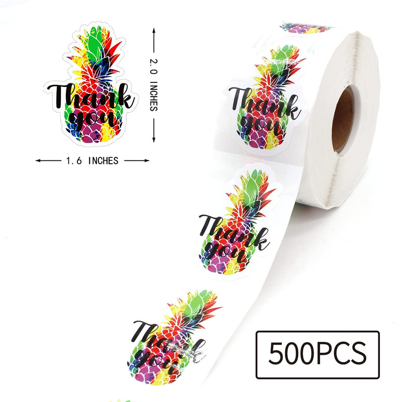 Littlefa 1.5” Thank You with Rainbow Pineapple Design Stickers,Thank You Stickers,Bakeries Stickers,Handmade Stickers,Small Business Stickers, Envelopes Stickers, Gift Bags Packaging 500 PCS