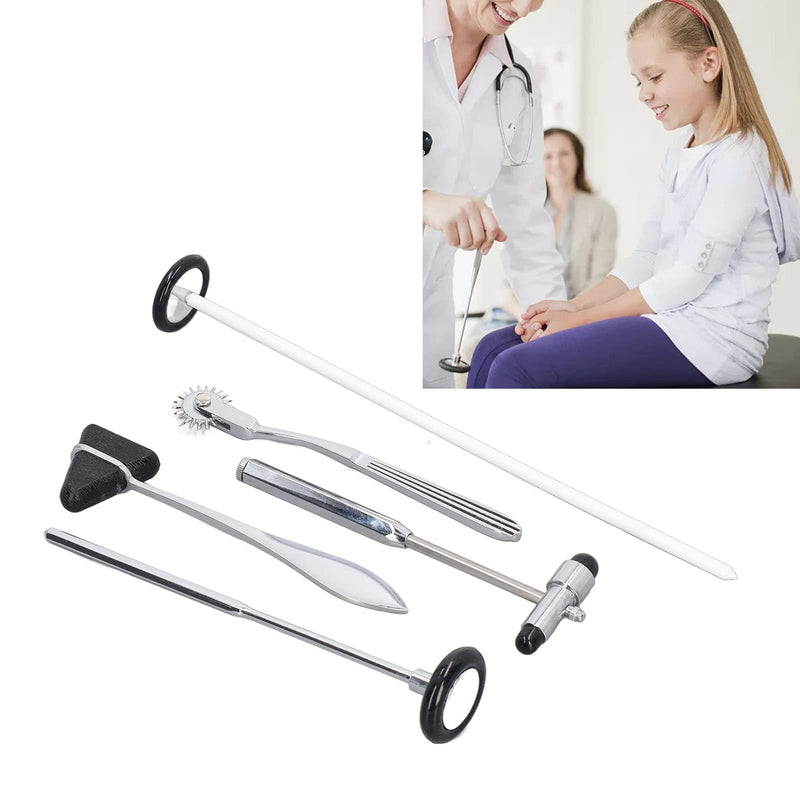 Neurological Reflex Hammer 5-Piece Neurological Hammer Set Made of Stainless Steel, Multifunctional Portable Reflex Hammer for Examining the Nervous System