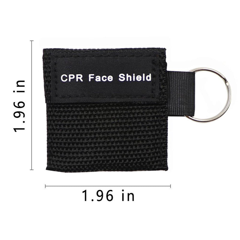 Pack of 5pcs CPR Face Shield Mask Keychain Ring Emergency Kit CPR Face Shields for First Aid or CPR Training (Black-5) Black-5