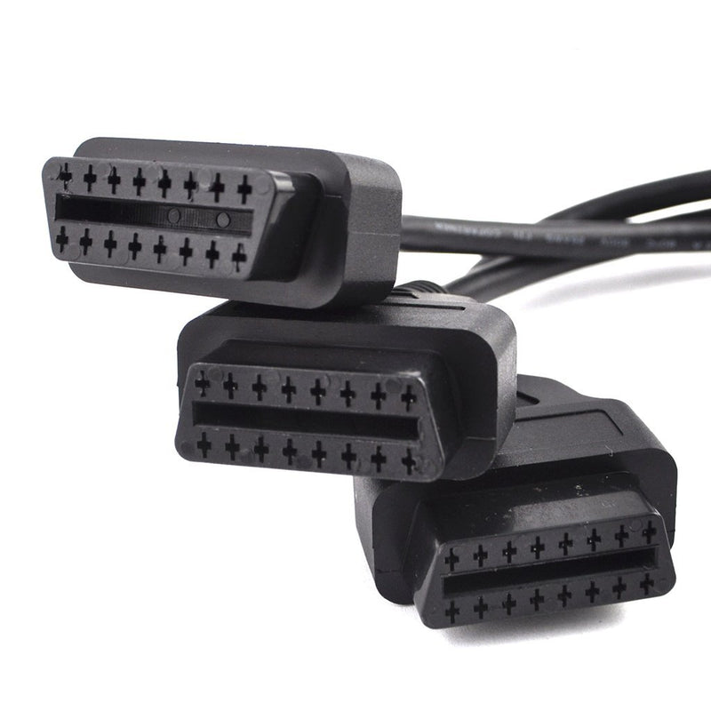 OLLGEN OBD2 Splitter Cable,OBD-II Extension Cable,1 Male to 3 Female Car Diagnostic Extender Cord Adapter,16 Pin Right Angle,1.6ft/50cm 1.64 Feet 50cm