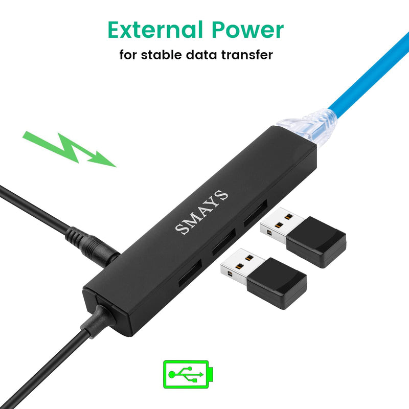 Ethernet Adapter Replacement for Roku Express 4K+ 2021 Streaming Media Player - with Micro USB OTG Cable to 3 USB Hub Black