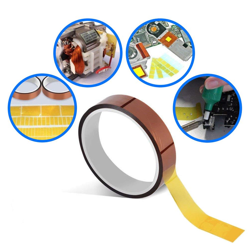 MMOBIEL 20mm ESD Heat Resistance Polyimide Tape Sticker Strong Adhesive 30 m Long Heat Resistant up to 280°C Gold