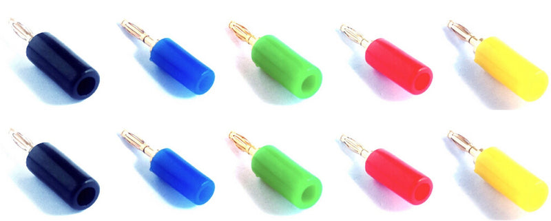 CESS 5-Colors 2mm Mini Banana Male Plug Jack Cable Connector (10 Pack)