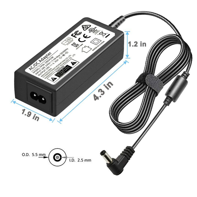 TKDY 19V 3.42A Universal Laptop Charger, AC to DC 19Volt 65W Power Supply Adapter, for 19V 3.16A 2.37A 2.1A Toshiba IBM Lenovo Acer Asus Samsung Sony Notebook Ultrabook Chromebook LG TV Monitors.