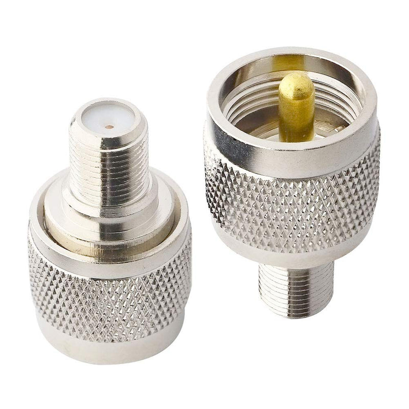 BOOBRIE PL259Â Adapter UHF to F Type Antenna Adapter FÂ FemaleÂ toÂ UHFÂ MaleÂ Coaxial Connector RF Coax Adapter for TV Antenna Wireless LAN Devices Wi-Fi Radios External Antenna Pack of 2