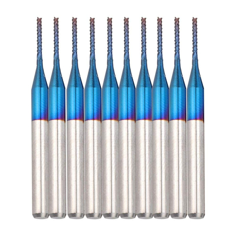 Pack of 10 End Mill Set Carbide Cutter Blue Corn Cutter CNC PCB Engraving Milling Tool Carving Drill Tools (1.0 mm) 1.0 mm