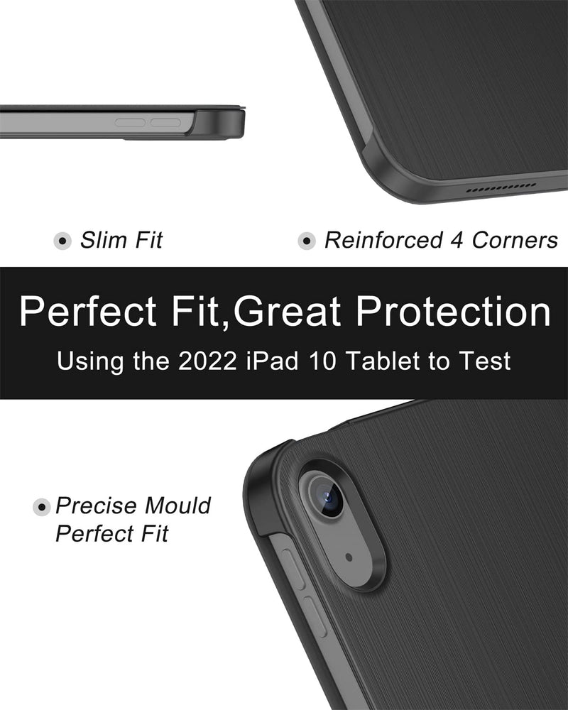 Soke Case for iPad 10th Generation(10.9-inch,2022) - [Smart Cover Auto Wake/Sleep + Slim Trifold Stand], Premium Protective Hard PC Back Cover for New Apple iPad 10.9 Inch - Black