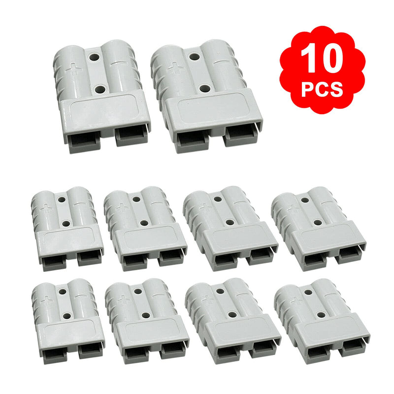 Bohaner 10 x Anderson Plug 50A Battery Connector, Plug Cable Terminal, 600V 50Amp Quick Connection Plug for Anderson Forklift Caravan Trailer Gray