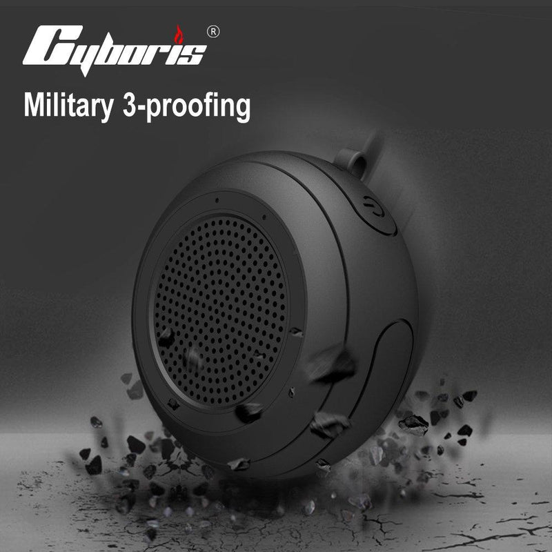 CYBORIS IPX7 Waterproof Outdoor Bluetooth Speaker Swimming Pool Floating Portable Mini Speakers Wireless 5W with Microphone & TWS for Beach, Bathroom, Home, Shower (Black) Black